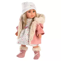 Испанская Кукла Llorens Виниловая Коллекционная Девочка с Белыми Длинными Волосами 35 см