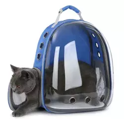 Рюкзак Переноска Сумка Для Кошки до 7 кг со Сферическим Иллюминатором Синяя