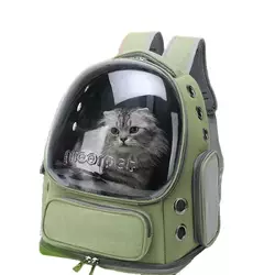 Рюкзак Для Кота с Прозрачными Стенками Переноска Для Путешествий с Животными до 7 кг Зеленая