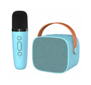 Портативное Детское Мини Караоке + Bluetooth Колонка + Беспроводной Микрофон с Функцией Смены Голоса Р2 Голубой