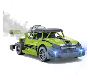Скоростная Машинка на Пульте Управления Гоночная с LED Подсветкой и Паром на Аккумуляторе STORM Зелёная