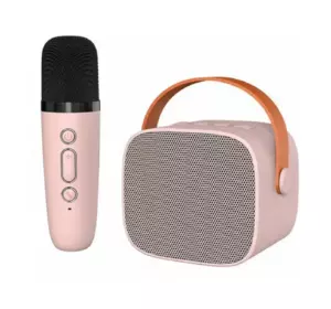 Детская Беспроводная Караоке Система Портативная Bluetooth Колонка + Микрофон с Функцией Смены Голоса Р2 Розовая