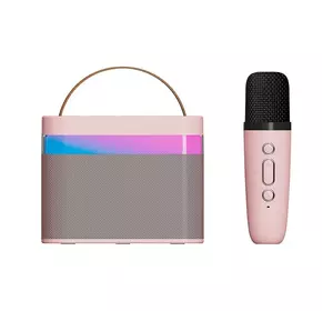 Портативная Караоке Система Детская К13 Bluetooth Колонка + Микрофон + LED Подсветка Розовая