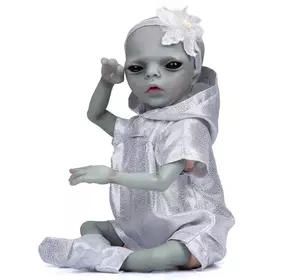 Силиконовая Коллекционная Кукла Реборн Инопланетянин Девочка Миральдина ( Виниловая Кукла Пришелец ) Высота 35 см
