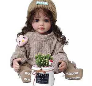 Силиконовая Коллекционная Кукла Реборн Reborn Девочка Камила Полностью Анатомическая (Виниловая Кукла) Высота 55 см