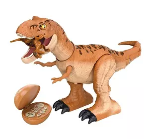 Большой Робот Тиранозавр на Радиоуправлении Интерактивная Игрушка Динозавр со Светом и Звуком + Сенсорный Датчик 52 см Коричневый
