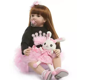 Силиконовая Коллекционная Кукла Реборн Reborn Девочка Карина ( Виниловая Кукла ) Высота 60 см