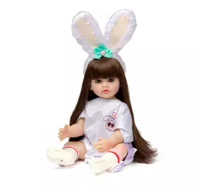 Силиконовая Коллекционная Кукла Реборн Reborn Девочка Зайка ( Виниловая Кукла ) Высота 55 см