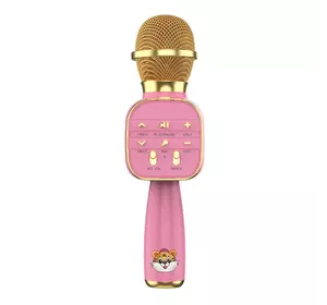 Портативный Микрофон Караоке GDS006 Блютуз Колонка Караоке со Встроенными Динамиками Розовый